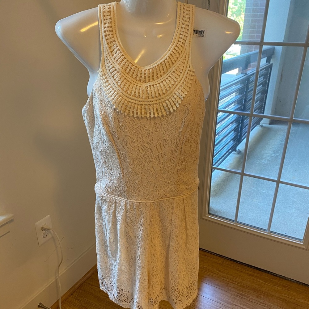 High Neck Crochet-lace Romper